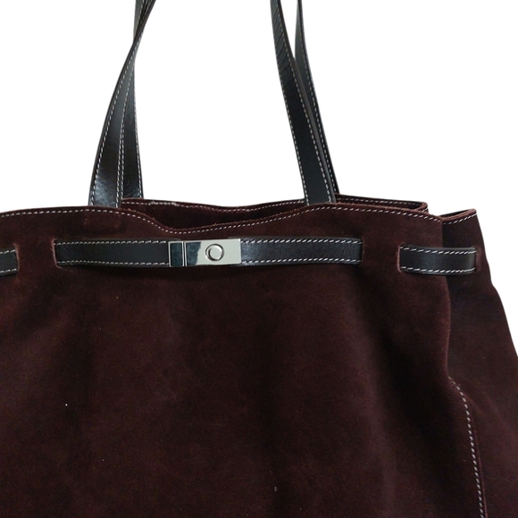 Harold's Rich Brown Suede Tote - Picture 3 of 5